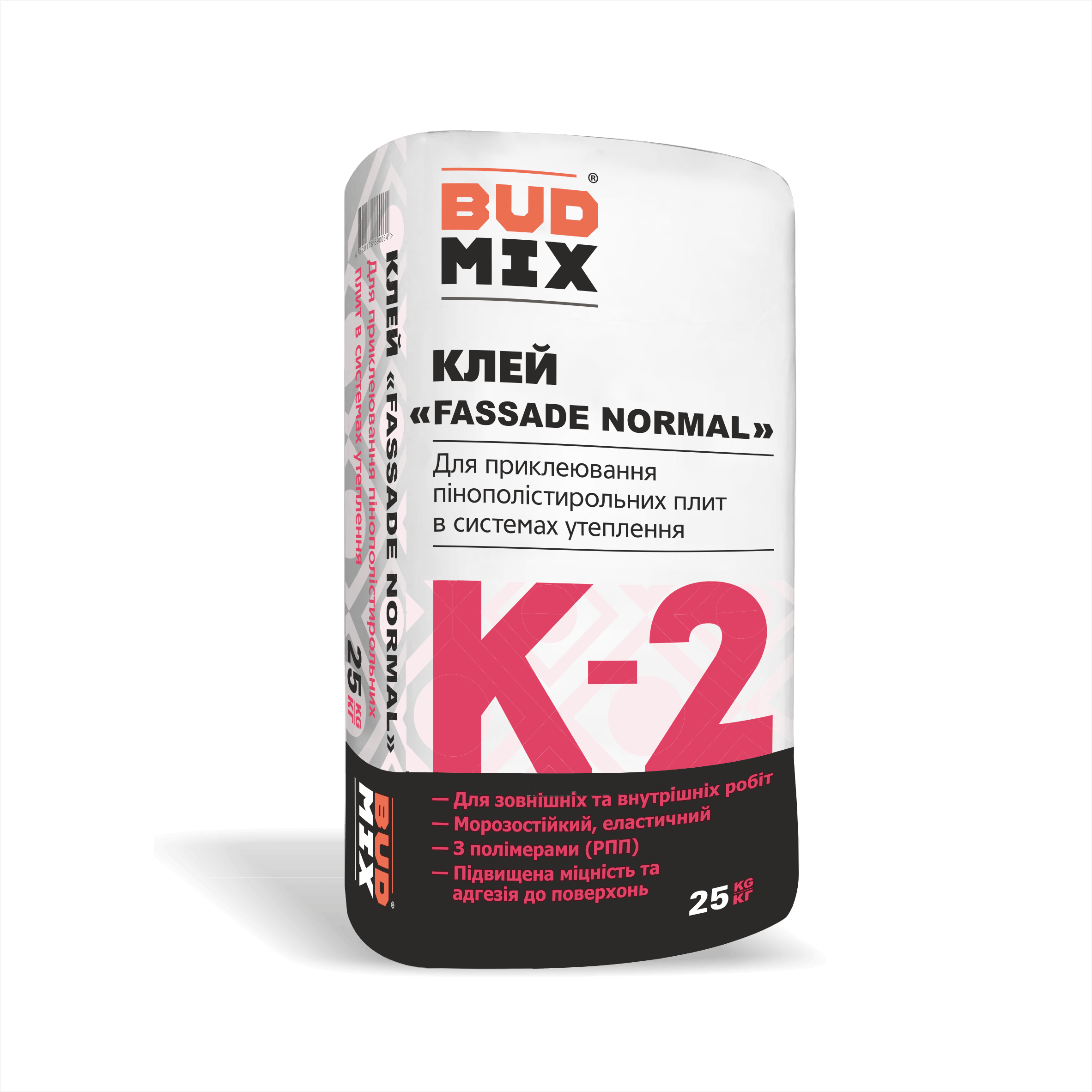 Клей для пінопласту BUDMIX К-2 FASSADE NORMAL 25кг, 2481