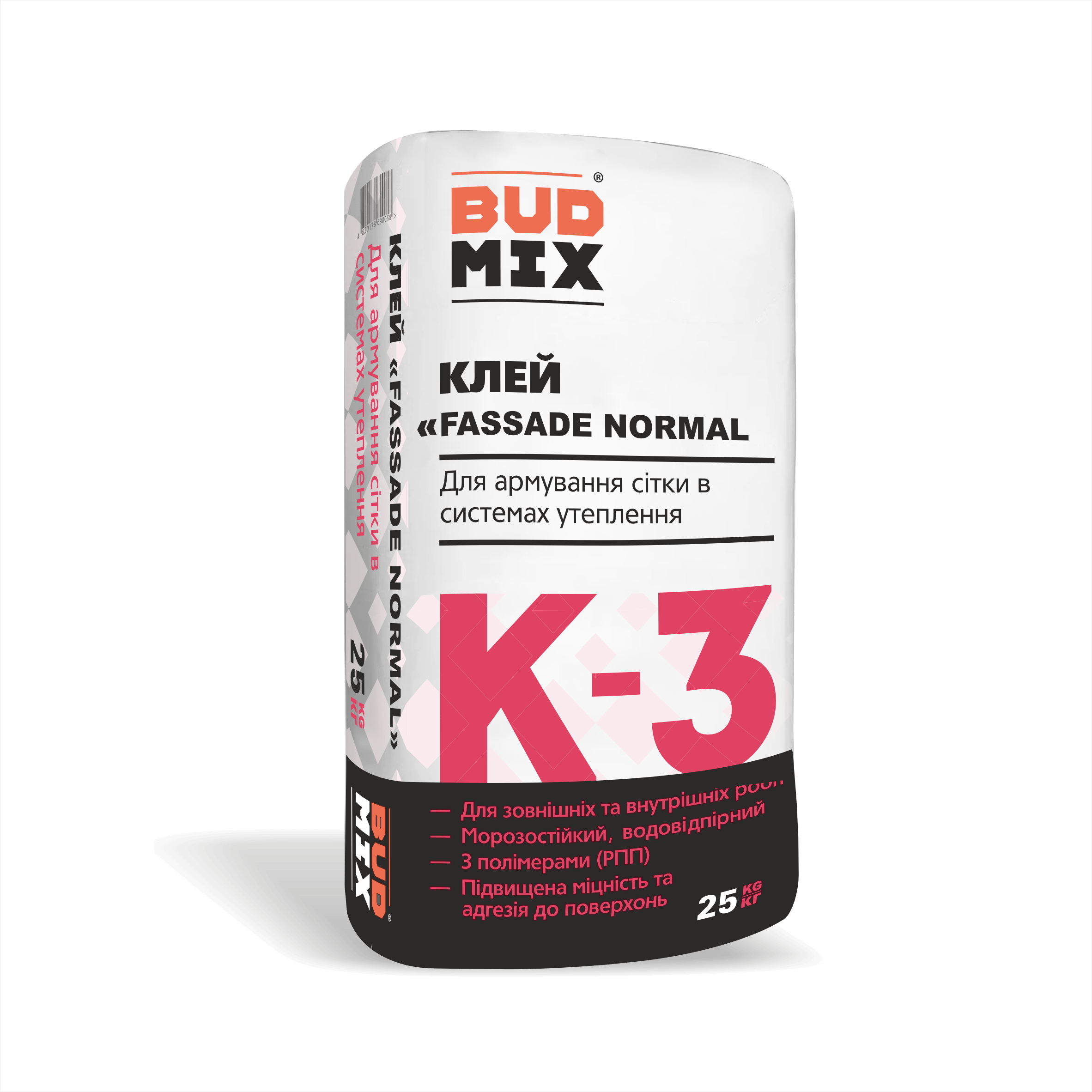 Клей для приклеювання та армування BUDMIX К-3 ФАСАД-НОРМАЛ еластичний 25кг, 3005