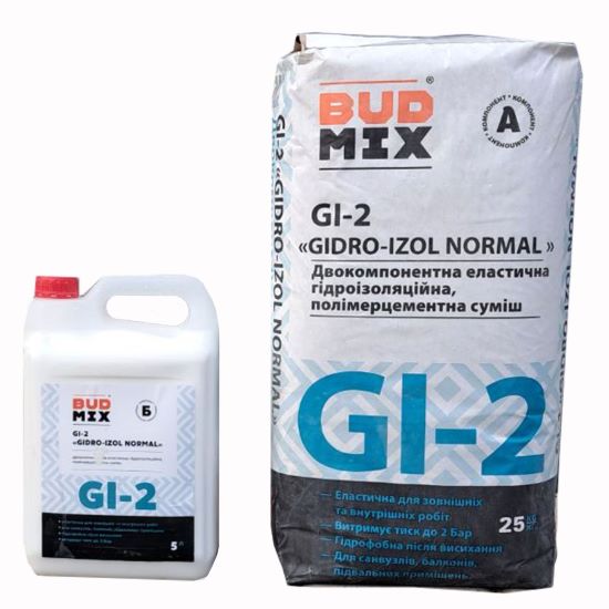 Гідроізоляційна суміш двокомпонентна BUDMIX GI-2 GIDRO-IZOL NORMAL 25кг + 5л, 1564