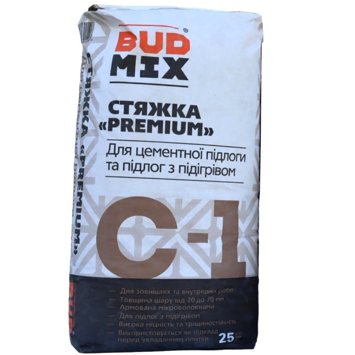 Стяжка підлога тепла С-1 BUDMIX СТЯЖКА-PREMIUM армована 25кг, 5811
