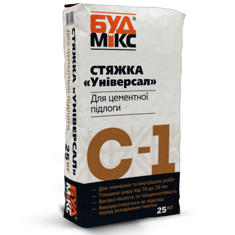 Стяжка підлога С-1 BUDMIX UNIVERSAL армована 25кг, 1571