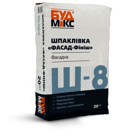 Шпаклівка фінішна BUDMIX Ш-8 ФАСАД-Фініш цементна супербіла 20кг, 1460
