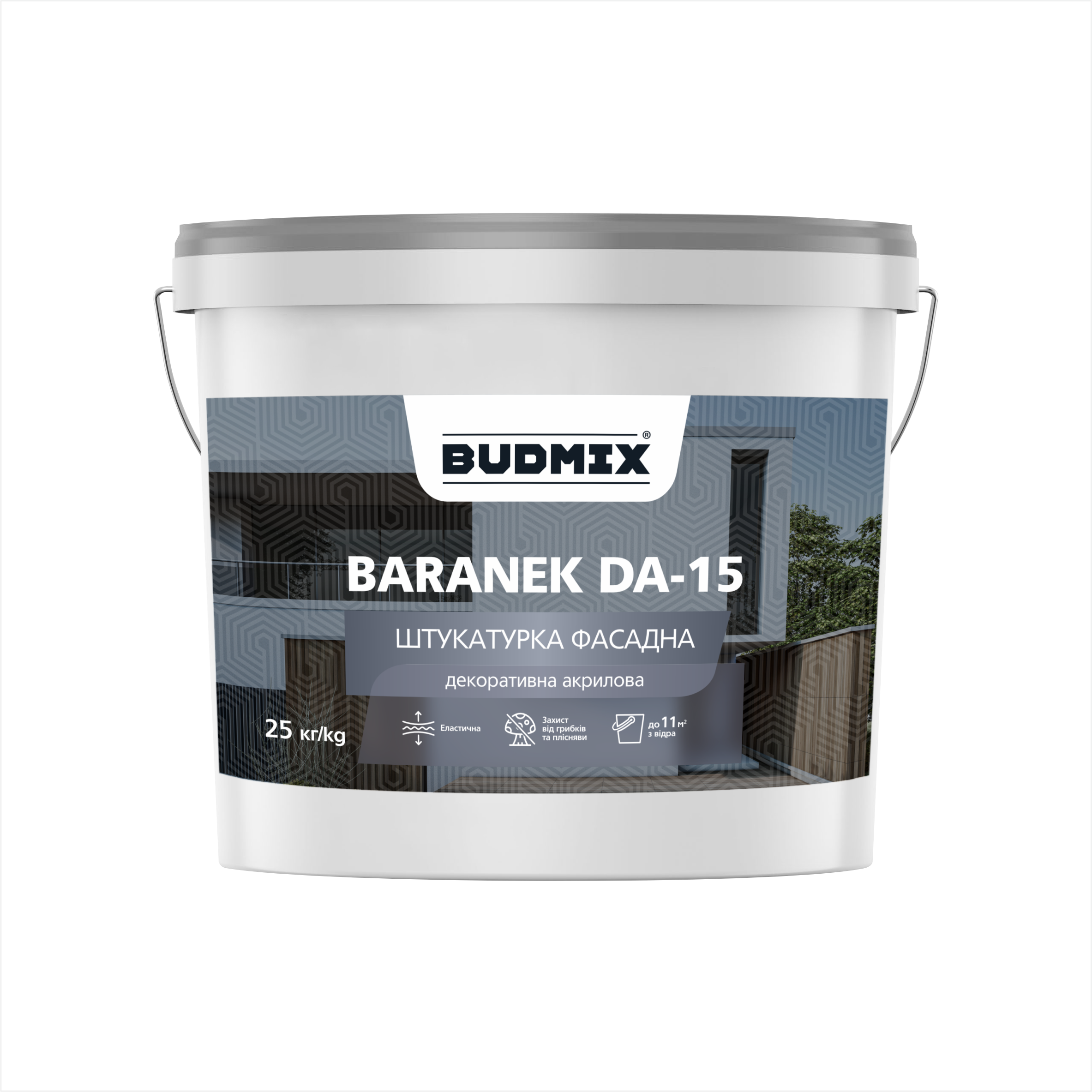 Декоративна штукатурка акрилова BUDMIX DA-15 BARANEK 1,5мм 25кг, 1353