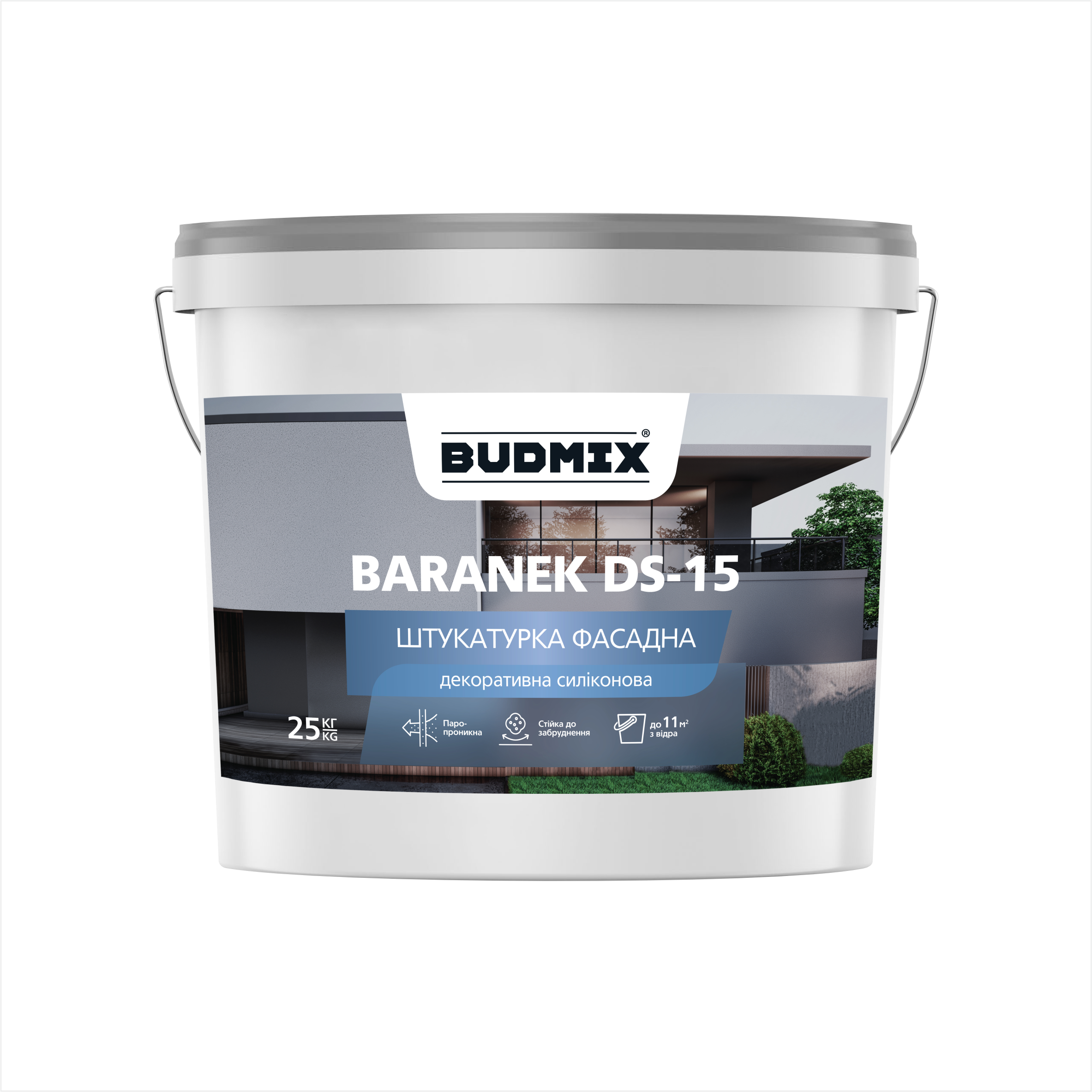Декоративна штукатурка силіконова транспарентна BUDMIX BARANEK DS-15 1,5мм 25кг, 4191