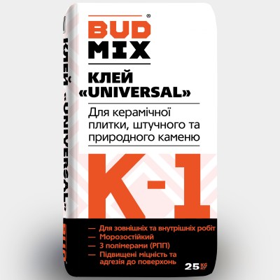Клей для плитки BUDMIX К-1 УНІВЕРСАЛ 25кг