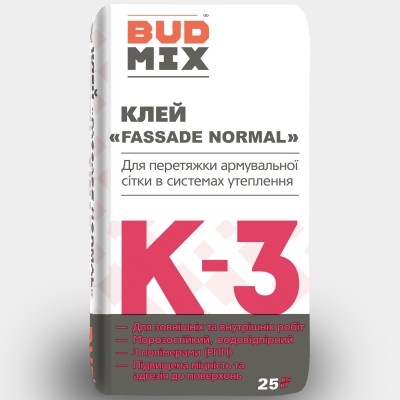 Клей для пінопласту BUDMIX К-3 ФАСАД-Нормал 25кг