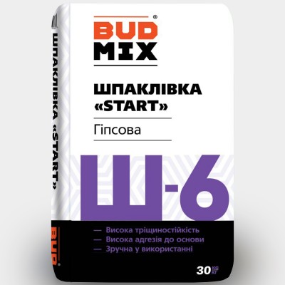 Шпаклівка стартова BUDMIX Ш-6 СТАРТ, 2 в 1 гіпсова 30кг