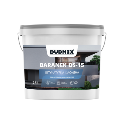 Декоративна штукатурка силіконова транспарентна BUDMIX BARANEK DS-15 1,5мм 25кг