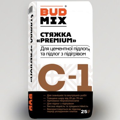 Стяжка для теплої підлоги армована BUDMIX C-1 PREMIUM 25кг