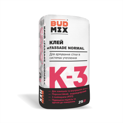Клей для приклеювання та армування BUDMIX К-3 ФАСАД-НОРМАЛ еластичний 25кг