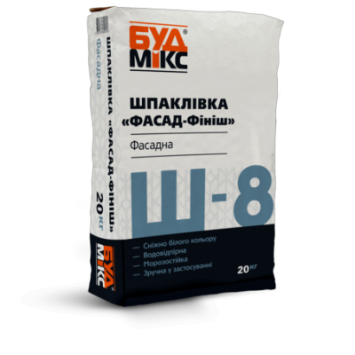 Шпаклівка фінішна BUDMIX Ш-8 ФАСАД-Фініш цементна супербіла 20кг